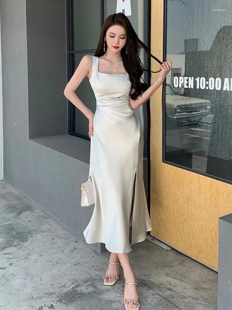 Casual Dresses Fashion Summer Elegant Women Evening Dress Lady Sexig Tank Slim Slitt Midi Party Prom Beach Robe Femme Mujer Vestidos Fiesta