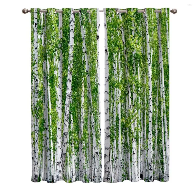Curtain Birch Trees Nature Kids Room Living Kitchen Indoor Print Decor Window Treatment Panels With Grommets