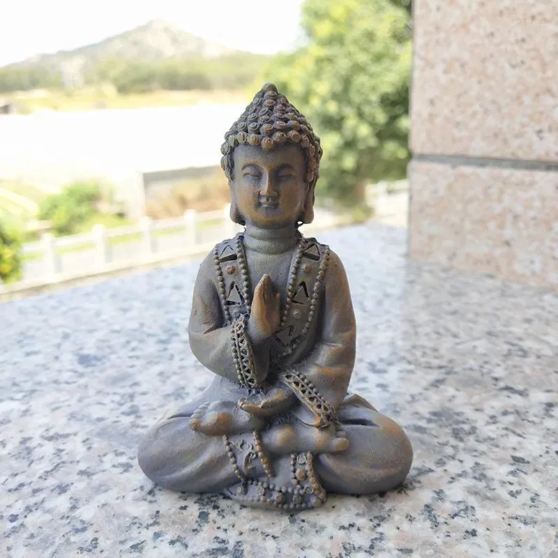 Dekorativa figurer Stone Color Thailand Buddha Statue Ornament Harts Home Zen Garden Decoration Meditation Sculpture Feng Shui 2#