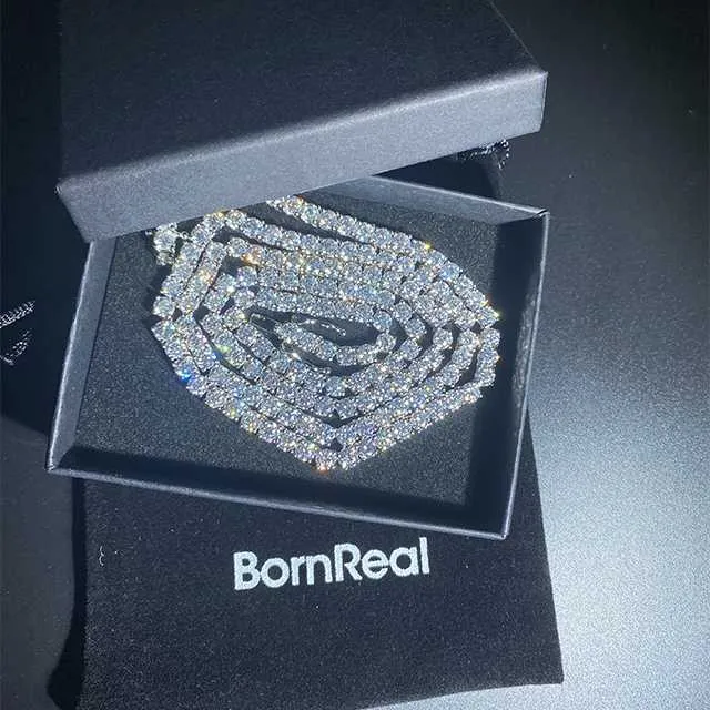 Droga de 3 mm de 4 mm de 5 mm de tênis de zircão CZ Jóias de Hip Hop Jóias de Tênis Diamante de Diamante 18k Mulheres Mulheres