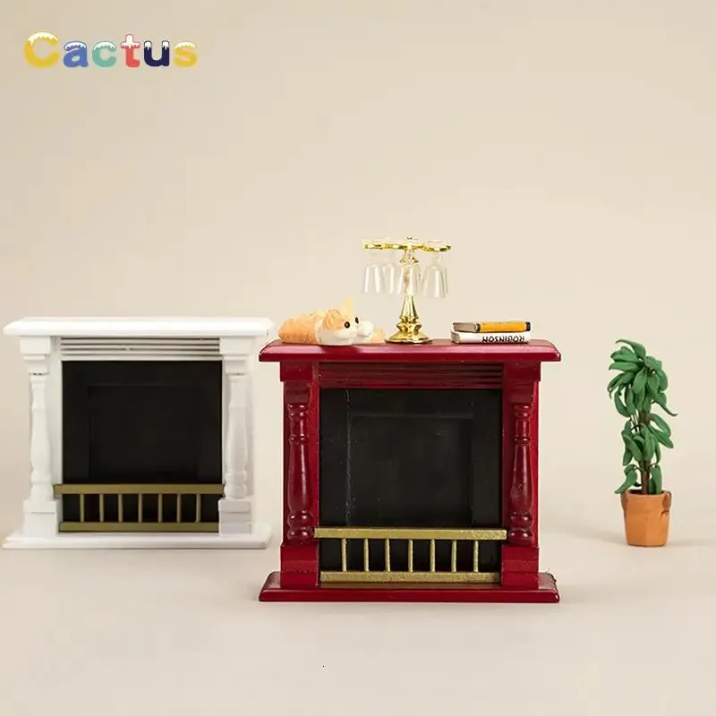 Doll House Accessories 112 Dollhouse Miniature Fireplace Model Living Room Furniture Decoration Dolls 231102