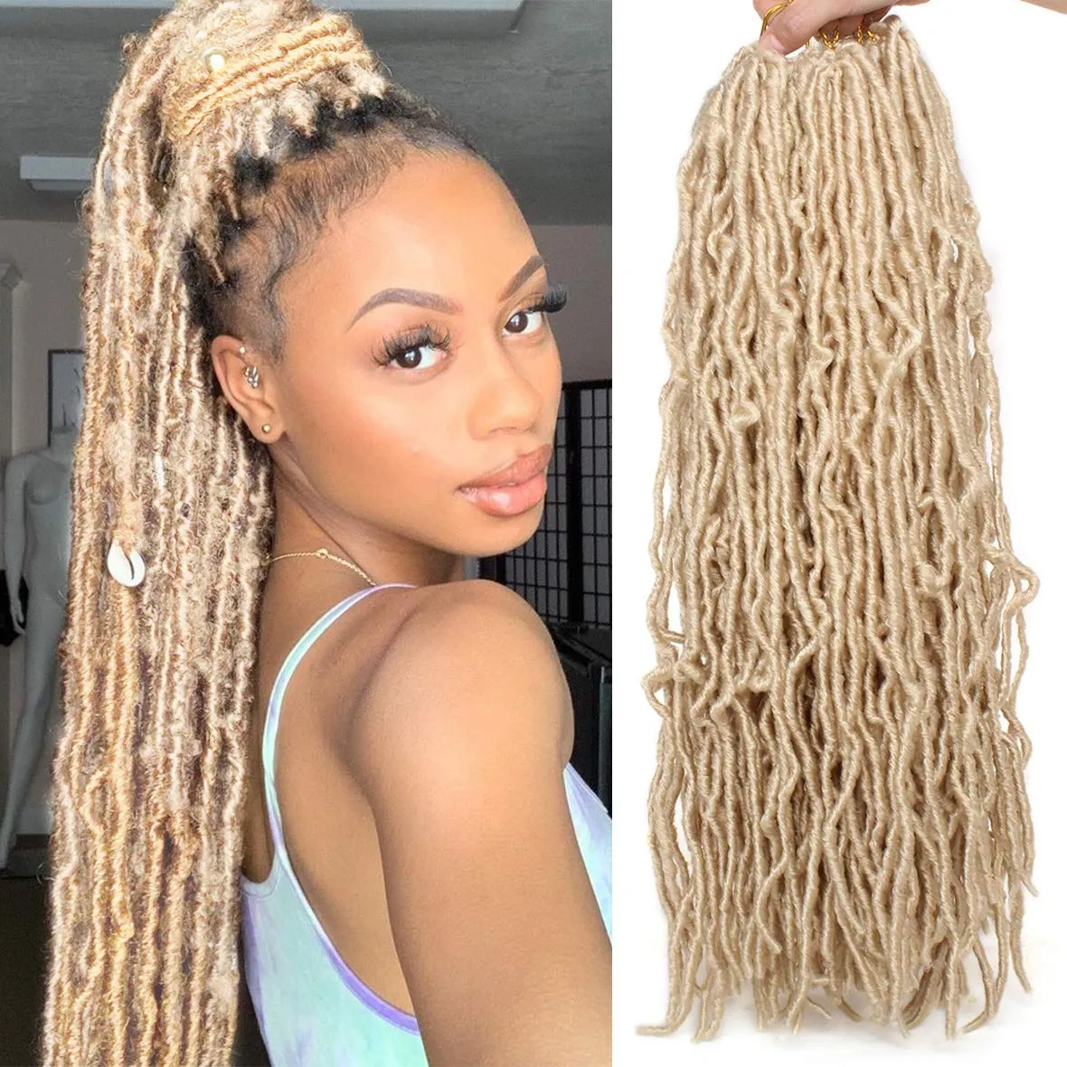 Soft Faux Locs szydełko warkocze włosy blondynki afro nowe sztuczne loc