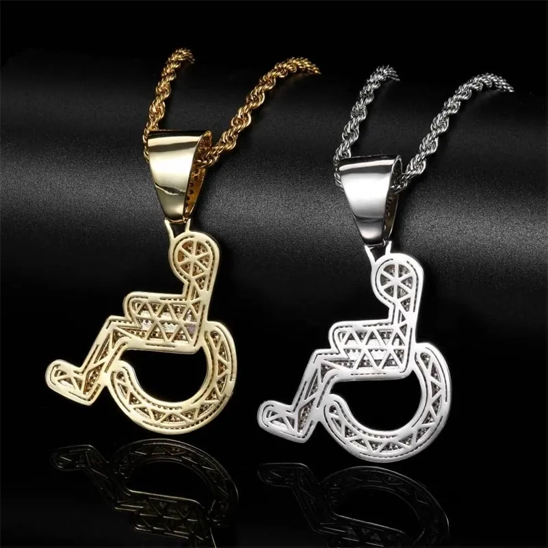 Chokers Nuoya Jewelry Iced Out Disabled Wheelchair Pendant 