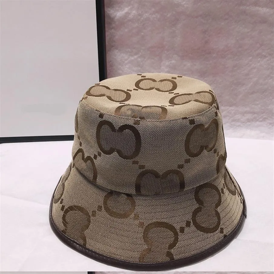 Marca de diseñador de moda Brown Leather Hat, sombreros de pescador de algodón con estampado y bordado en toda la prenda, con su propia etiqueta de marca b2365