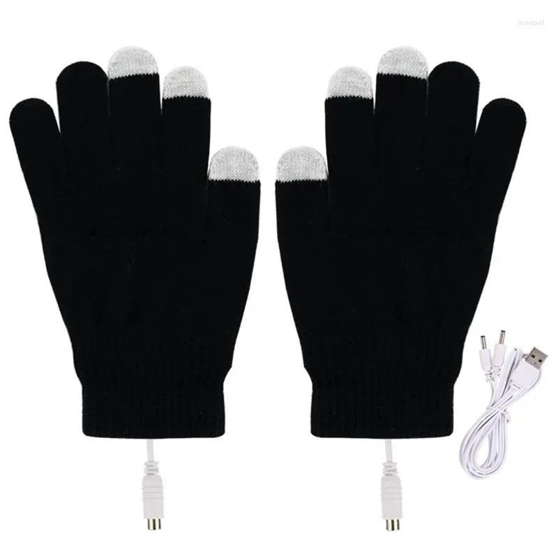 Cycling Gloves 1 Pair Heated Riding USB Charging Warm Hand For Winter Outdoor Practical Black