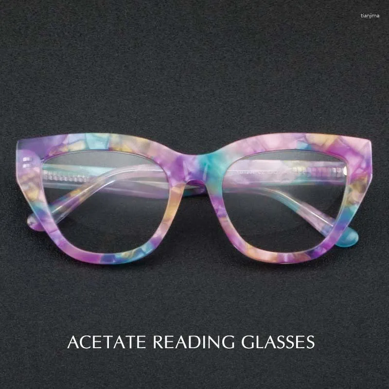 Sonnenbrille Est Premium Frauen Acetat Bold Frame Brillen Weibliche Mode Cat Eye Linsen Presbyopie Fertige Lesebrille 1,5 2,5