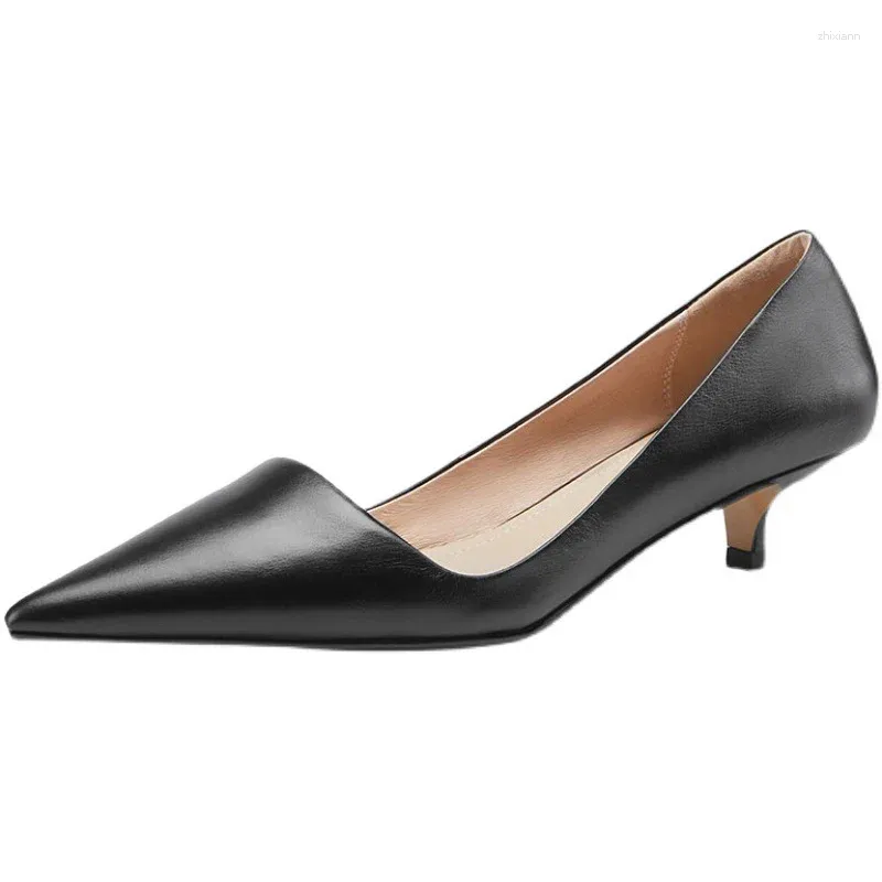 Туфли под платье, женские туфли на тонком каблуке на низком каблуке во французском стиле, весенне-осенние туфли с острым носком, рабочие туфли на тонком каблуке