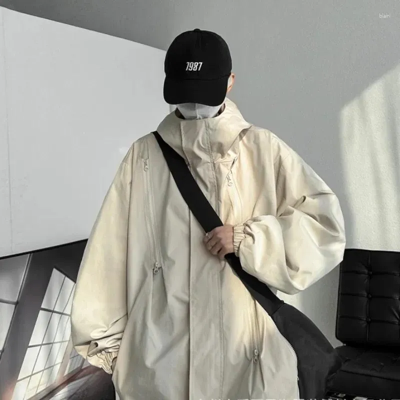 Mens Jackets Outdoor Men Korean Windbreaker Loose Hooded Coats