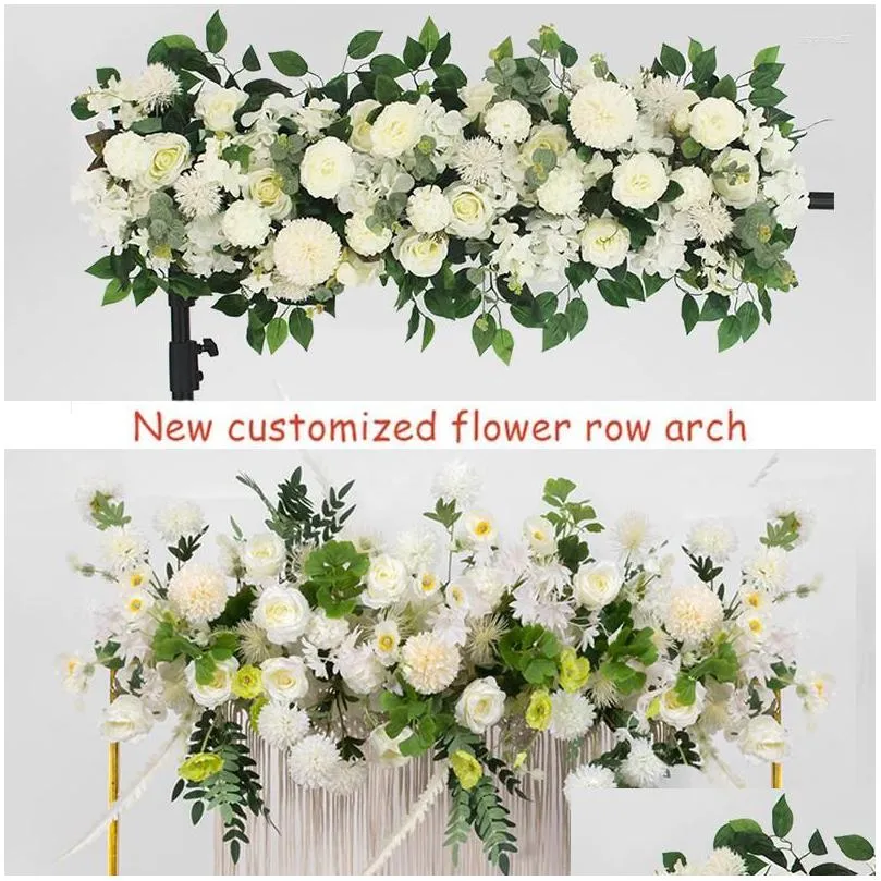 Dekorative Blumen Kränze Dekorative Blumen 100 cm 50 cm Künstliche Hochzeit Wand Eisen Bogen Hintergrund Dekor Liefert Gefälschte Seide Pfingstrose R Dhxyx