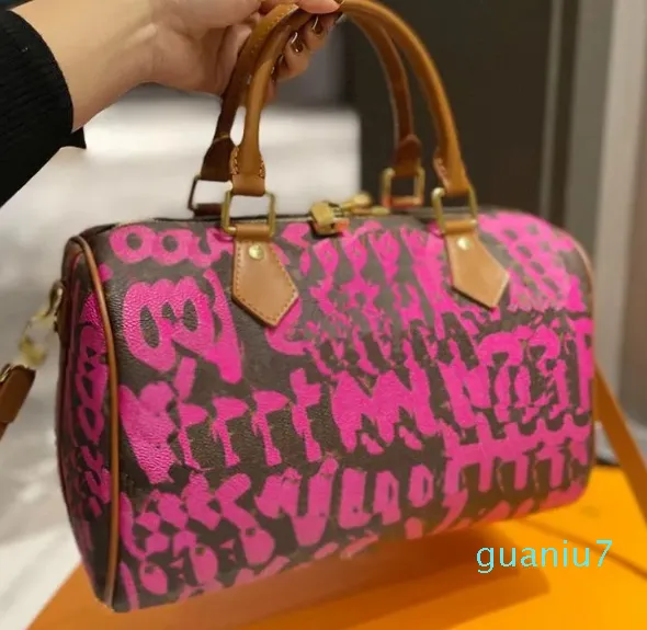 Graffiti tote bag luxurys designers sacos impressos bolsas de ombro senhora monogramas couro lona travesseiros bolsa