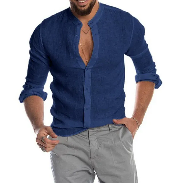 Men's T-Shirts Men's Linen Shirts Short Sleeve Loose Button Summer Solid Color Comfort Cotton and Linen Casual Loose Shirts 230331