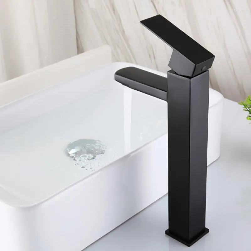 Bathroom Sink Faucets 304 Stainless Steel Basin Faucet Square Cold Water Mixer Tap Lavatory Kitchen Washbasin Vessel Taps