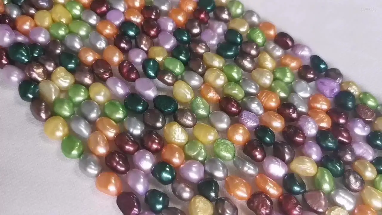 Loose Gemstones Wholesale 7-8mm Colorful Big Baroque Freshwater Pearl Strands For Jewelry Making