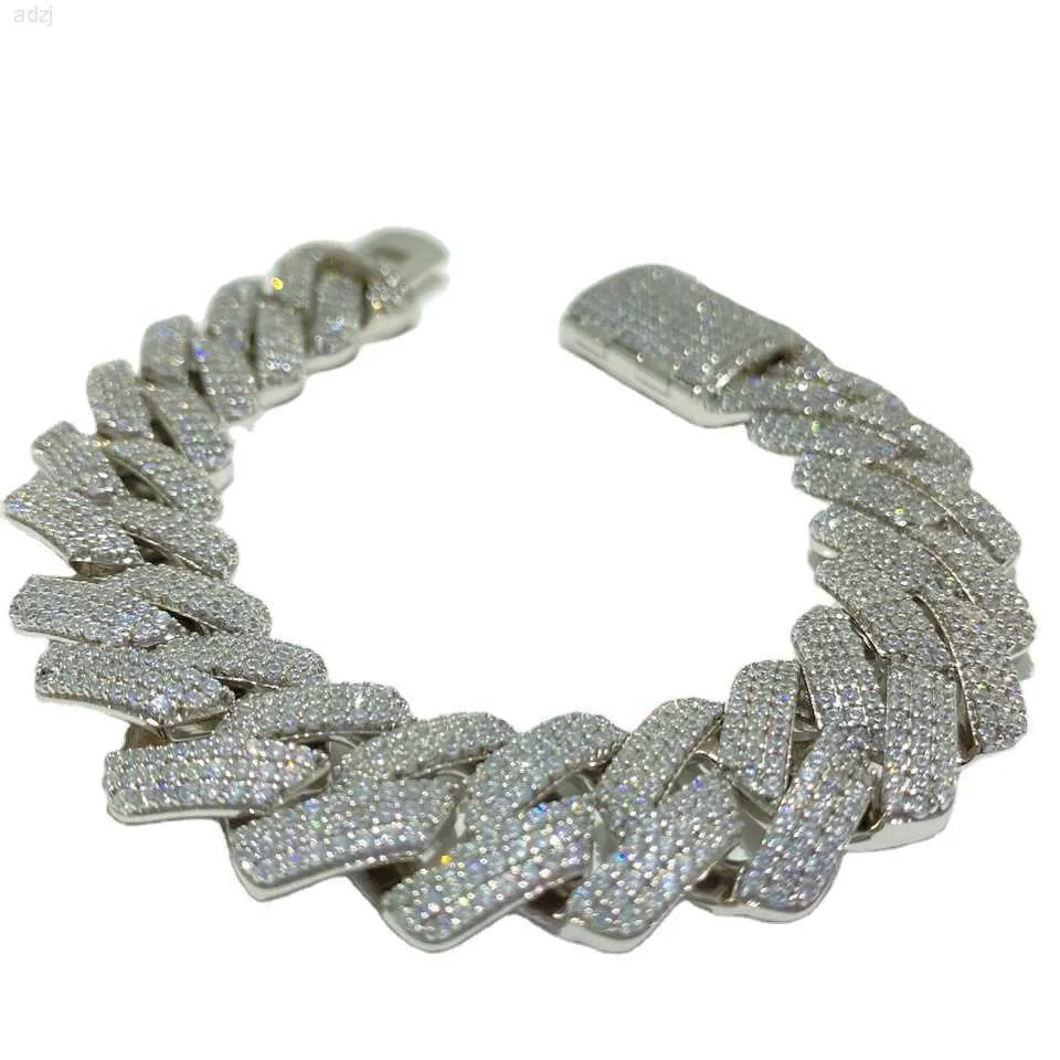 Luxus-Schmuck Qualität 925 Silber Diamant kubanische Kette Armband Set mit d Farbe Mosan Diamant kubanische Kette Halskette