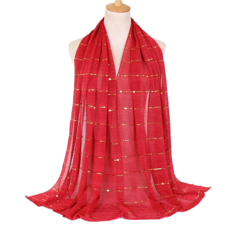 Foulards 180x65cm femmes à la mode or soie rayé châle de haute qualité hiver chaud écharpe pailletée respirant silencieux dames longues écharpes 231101