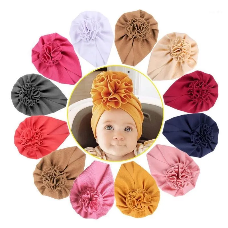 Chapeaux Casquettes Enfants Enfants Bow Cap Bébé Chapeau Né Filles CCothes Accessoires Infant Beanie Turban Couleur Unie Grain De Maïs Fleur Ronde Hat1