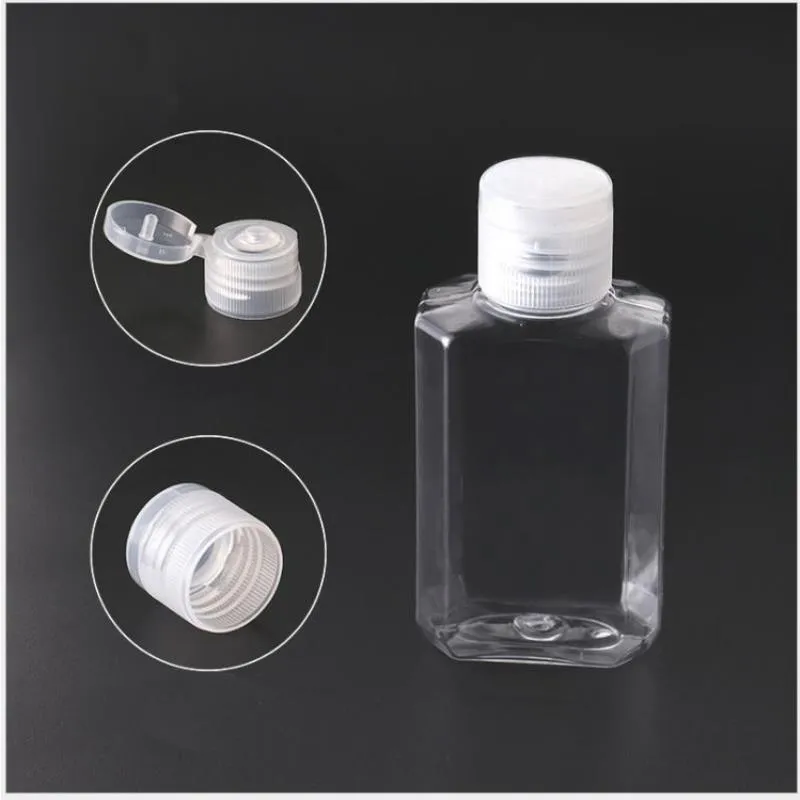 60ML plastic lege alcohol hervulbare fles gemakkelijk mee te nemen doorzichtige transparante PET-plastic handdesinfecterende flessen voor vloeistofreizen Pbdep