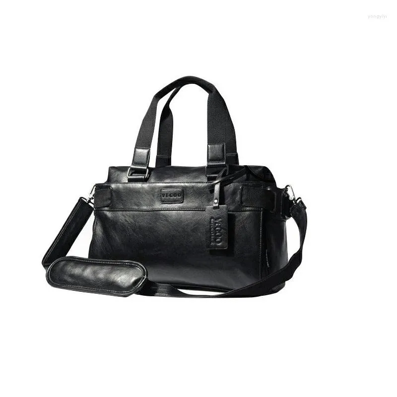 Sacs polochons Une épaule Bandoulière Poche Sac de voyage Courrier Hommes Affaires Loisirs Mode Simple Importé PU Cuir Horizontal B