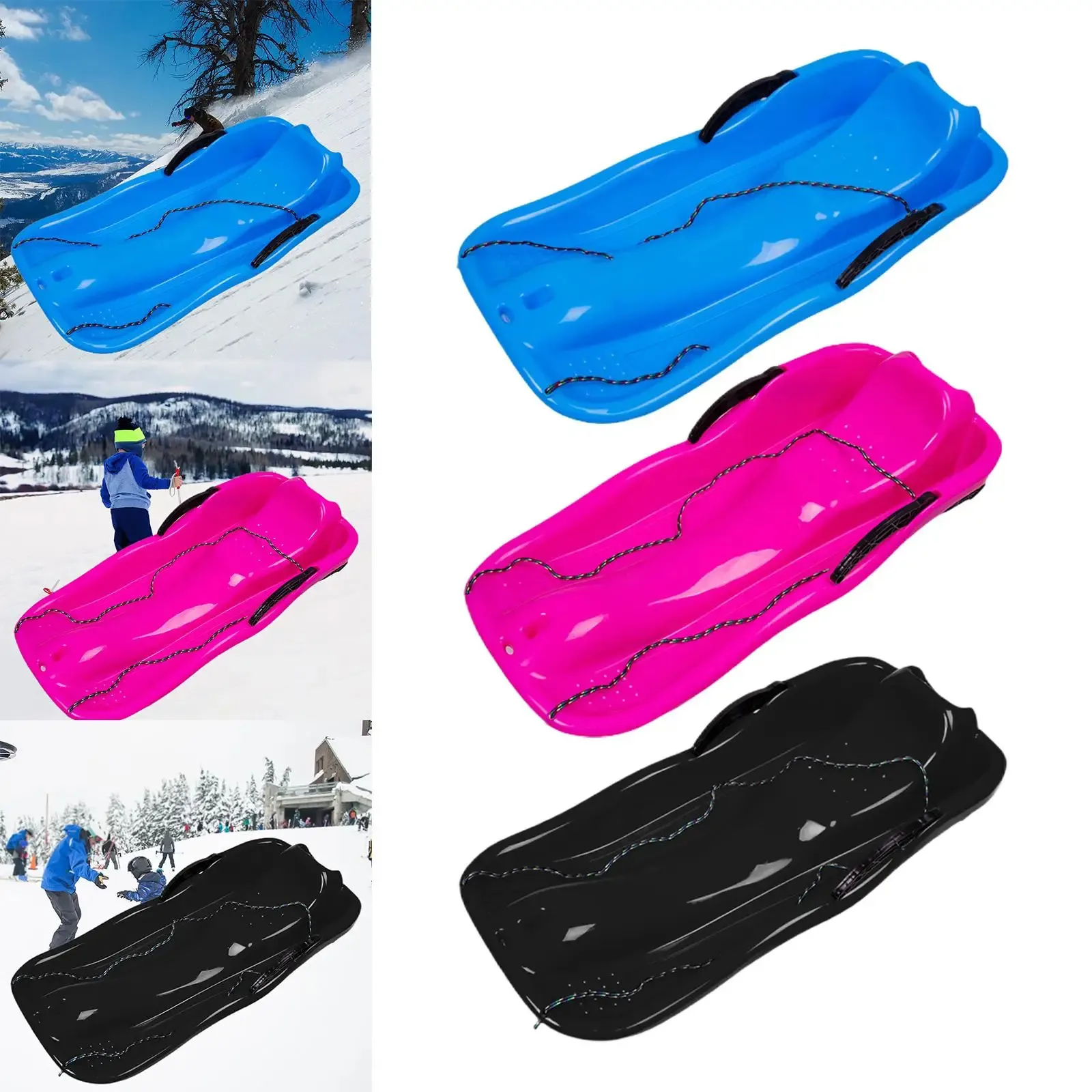 Sledding Toboggan: 2 Person Snow Sled, Durable Winter Sports Sledge For ...