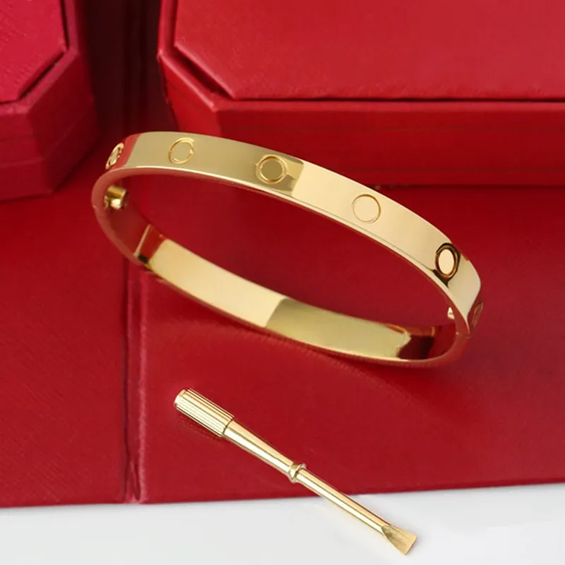 Pulsera de diseño Joyería de diseño Pulsera de oro Brazalete de lujo Moda de acero inoxidable Plata Rosa Brazalete 4CZ Diamante para mujer Mujer Hombre Hombre Brazaletes de regalo de fiesta
