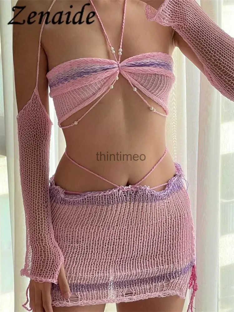 Zenaide Crochet Backless Crop Top And Mini Crop Top With Skirt Set Pearl  Knit, Sexy Beach Vacation Summer Womens Matching Set 2023 YQ231102 From  Thintimeo, $16.64