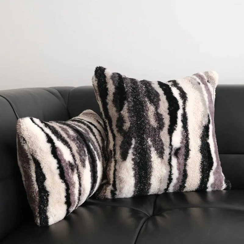 Poduszka czarno-biała fajna moda moda światło luksusowe włosy owce kręcone salon sofa sypialnia prosta