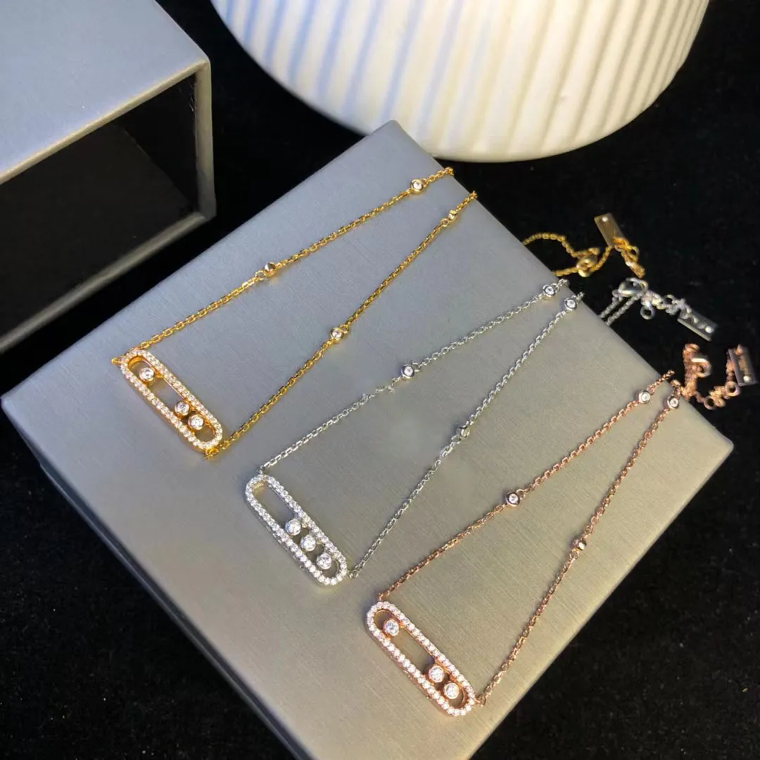 Ожерелья для женщин Sier, дизайнерский комплект ювелирных изделий, золотой подвижный браслет с бриллиантами, унисекс, модная вечеринка, рождественские свадебные подарки, распродажа для девочек на день рождения