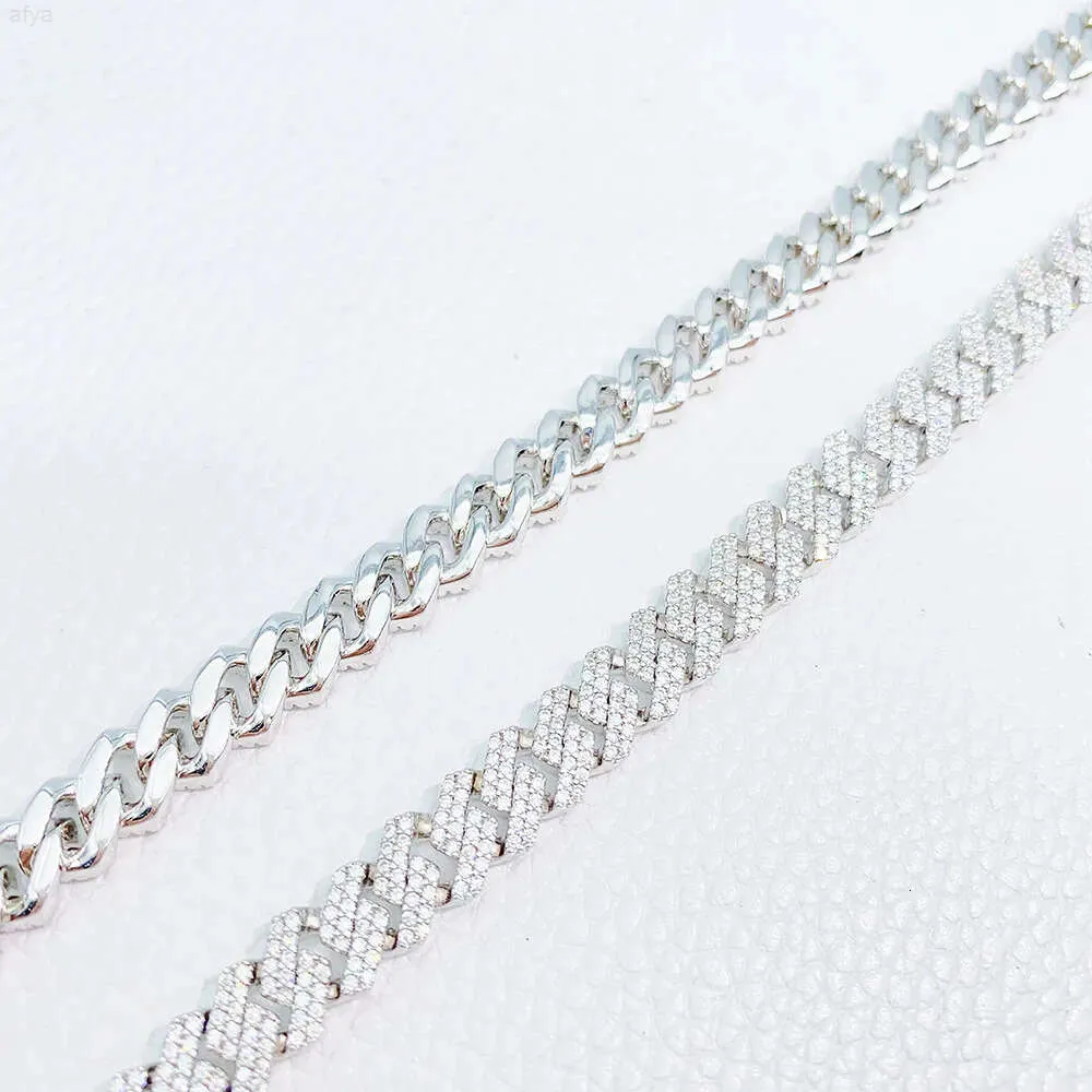 S925 Silver Moissanite 8mm Double Row Stone Cuban Chain to Create a Hip Hop Necklace with Great Sense of