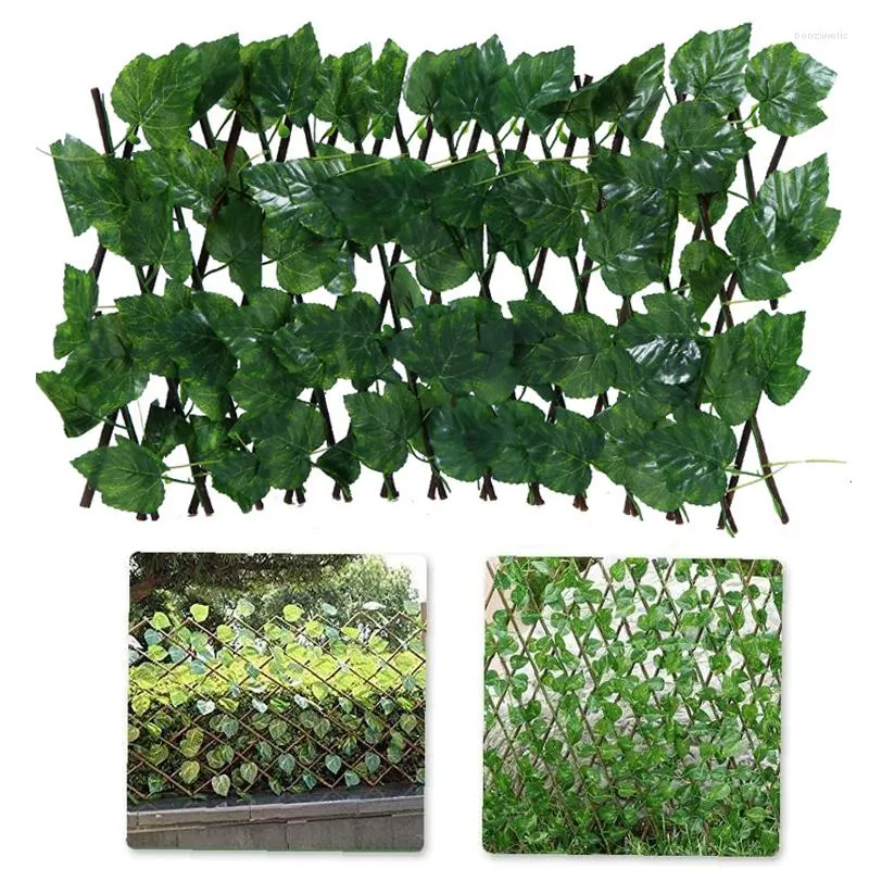 Decorative Flowers 40CM Retractable Artificial Garden Plant Fence Gates Trellis Decoration Privacy Wood Home Deco Accessories