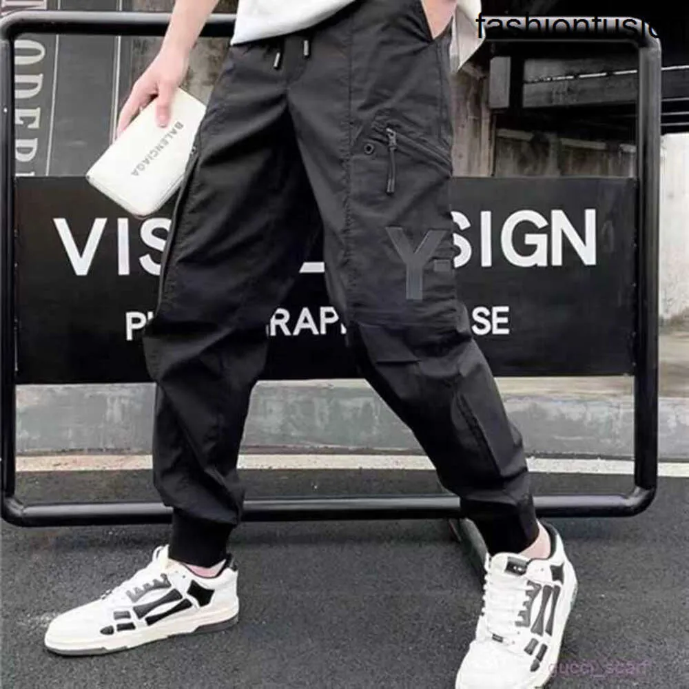 Men's Pants New 23ss Men Cargo Overalls Y3 Black Sports Fashion Brand Casual Slim Trousers Nylon with Pockets Mens Designer