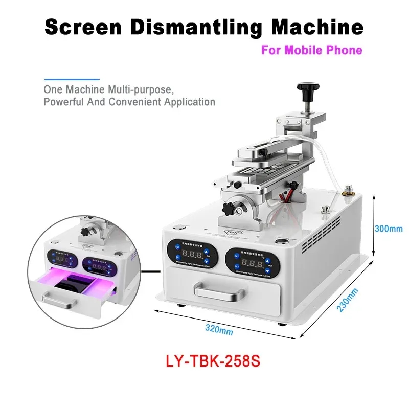 LY-TBK-258S Aquecimento constante de temperatura LCD Descantio do quadro de moradia Separador Macine OCA Degumming UV Cura 110V 220V