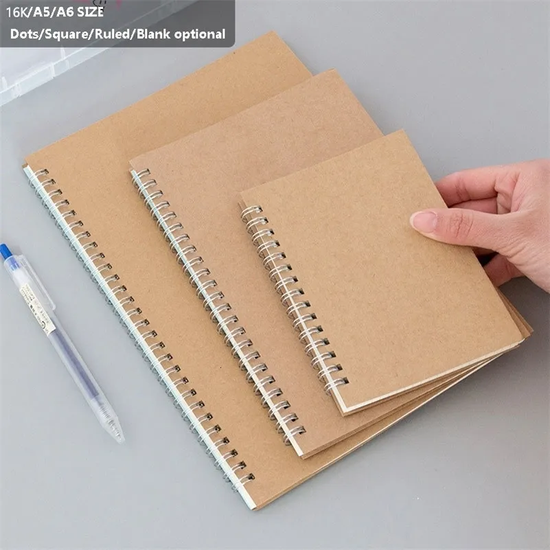 Notepads 16K A5 A6 Khaki Cover Notebooks Dots Square Ruled Blank Student Daily Writing Planner Office School Supplies Stationery 231101