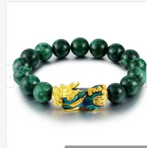 Prachtige smaragdgroene steen smaragd zand gouden kleur veranderende armband groene agaat armband jade armband