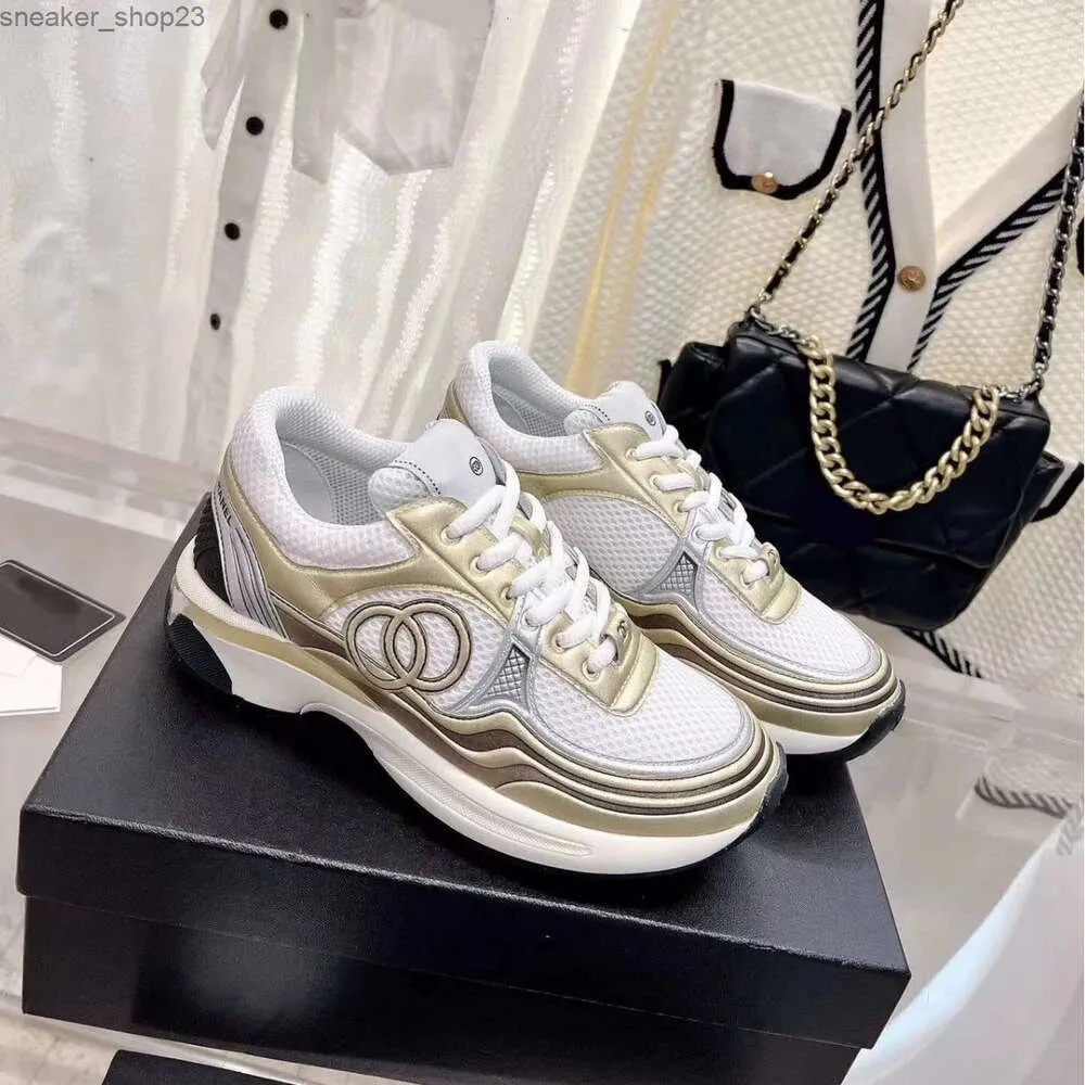 Mesh Chanel Aumenta Sneaker Scarpe versatili Sneakers spesse Versione alta Suola sportiva Donna Casual Argento Angolo 4X6E