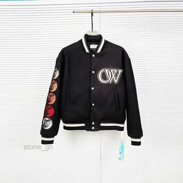 Offs Erkek Ceketleri Erkek Tasarımcı Kapalı Windbreaker Varsity Vintage Gevşek Uzun Beyzbol Hip Hop Harajuku Offs Beyaz Mektup Nakış 8 G3YH