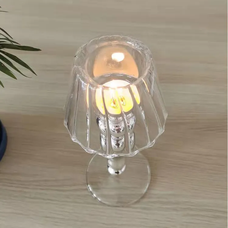 Lampe de table en verre, bougeoir chauffe-plat, bougeoirs en cristal décoratifs