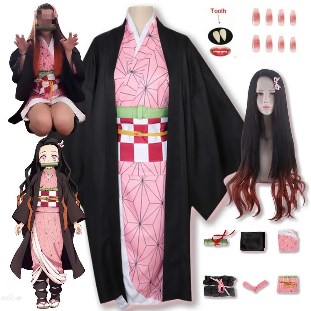 Anime Demon Slayers Kamado Nezuko Cosplay Costume Kimono cosplay