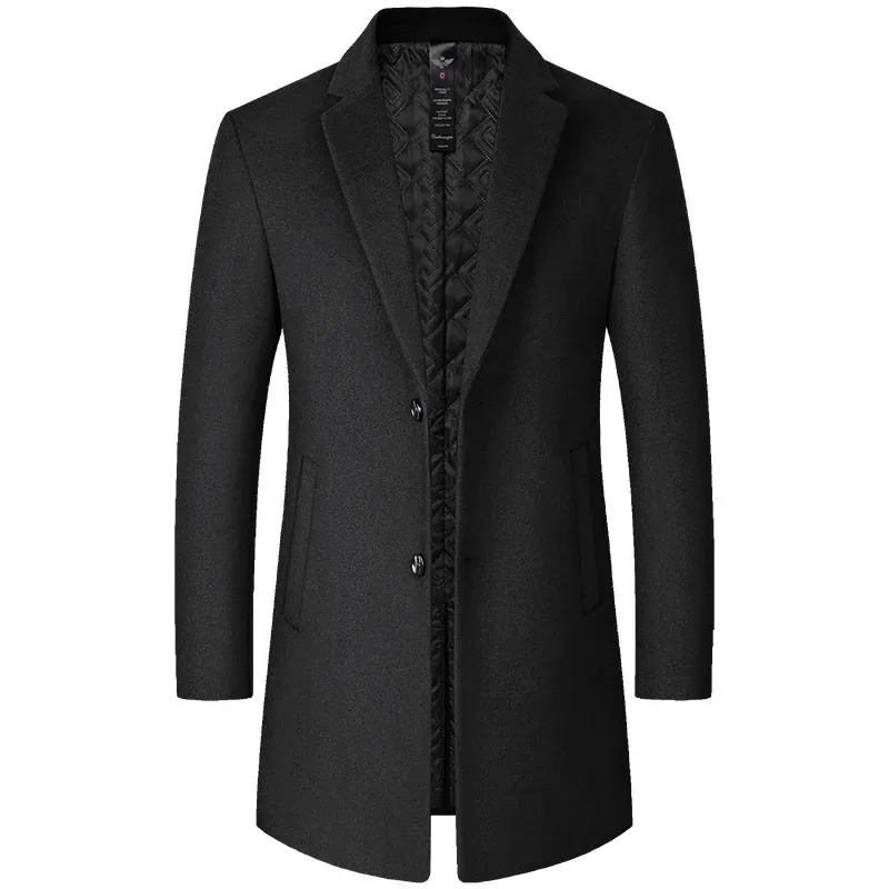 Men s Wool Blends Trench Coat Slim Fit Single Breasted Blend Down Overcoat Winter Business Pea Top Jacket Notch Lapel 231102