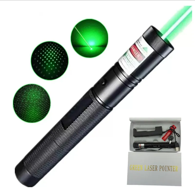 Laserpekare 303 Green Pen 532nm Justerbart fokusbatteri och batteriladdare EU US VC081 0.5W SYSR med boxpaket