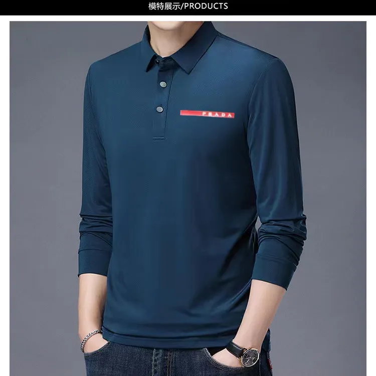 Mens designer long sales sleeve polo sale