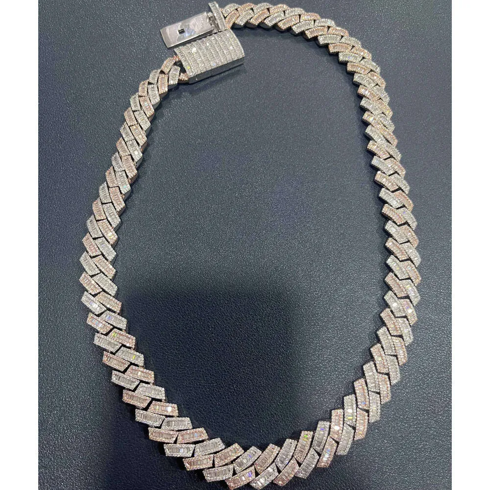 Hip Hop 925 Srebrny srebrny VVS MOISSANITE Cuban Link łańcuch miną