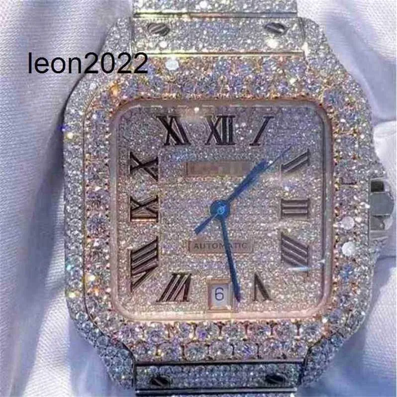 Luxury Watch 2023 Mosang Stone Diamond Watch Customization kan passera mens automatiska mekaniska rörelse vattentät