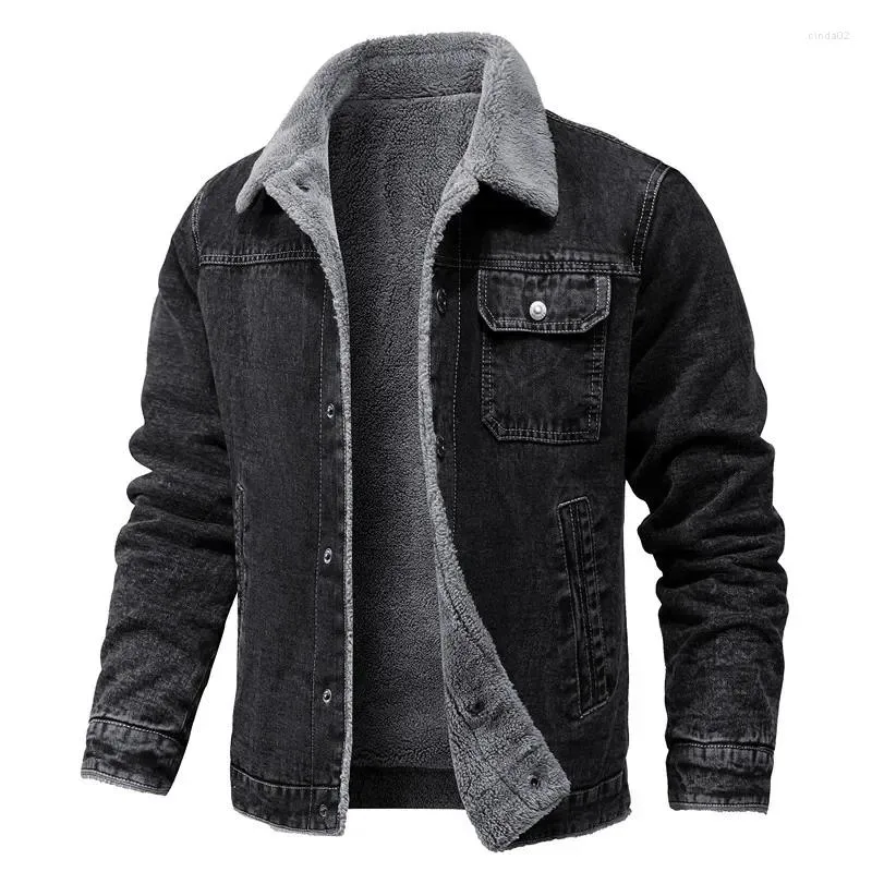 Vestes pour hommes Veste de mode d'hiver Revers Cheveux d'agneau Épaissi Denim Casual Serré et chaud Grande taille