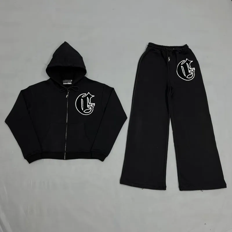 トップス Corvidae Sweat Set Up Corvidae 2023 Mens Black Embroidered Black Zip Up Sweater