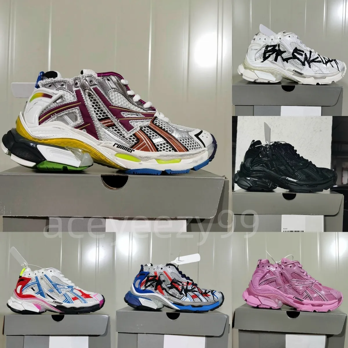 Deconstruction Platform Sneakers Leather Casual Shoes Retro Trainers for Men Women Black White Pink Blue Burgundy EUR35 46