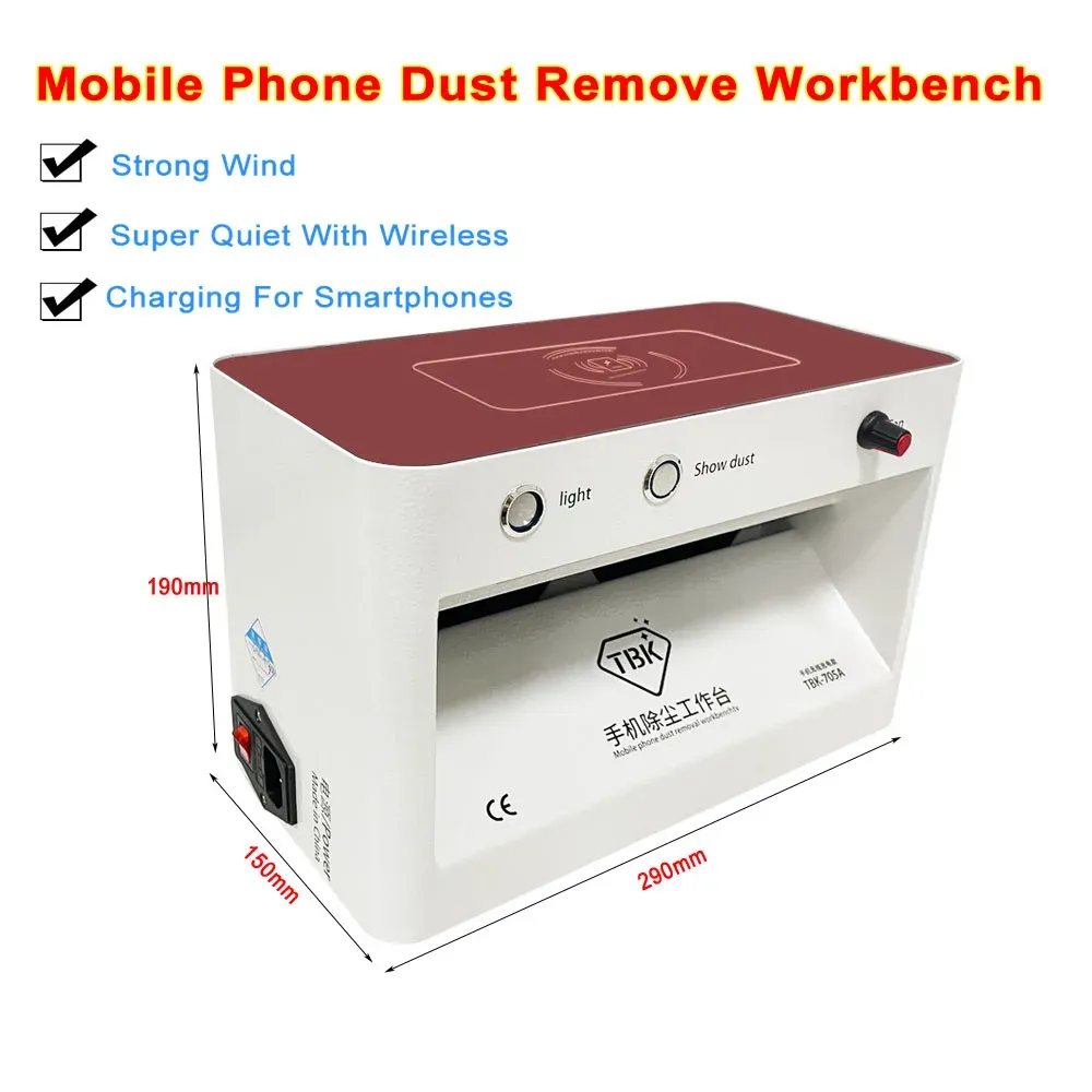 LY-TBK 705A Removal Mobile Phone Dust Remove Workbench LED Scratch Crack Detection Clean Bench With Wireless Charge Function