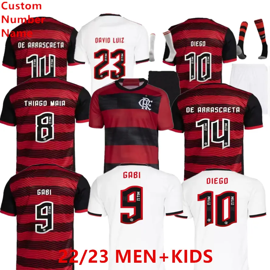 2023 Cr Flamengo Soccer Jerseys fans version Flamenco David Luiz Diego E.Ribeiro Gabi 22 23 Bort fotbollströjor Pedro de Arrascaeta män kvinnor målvakt