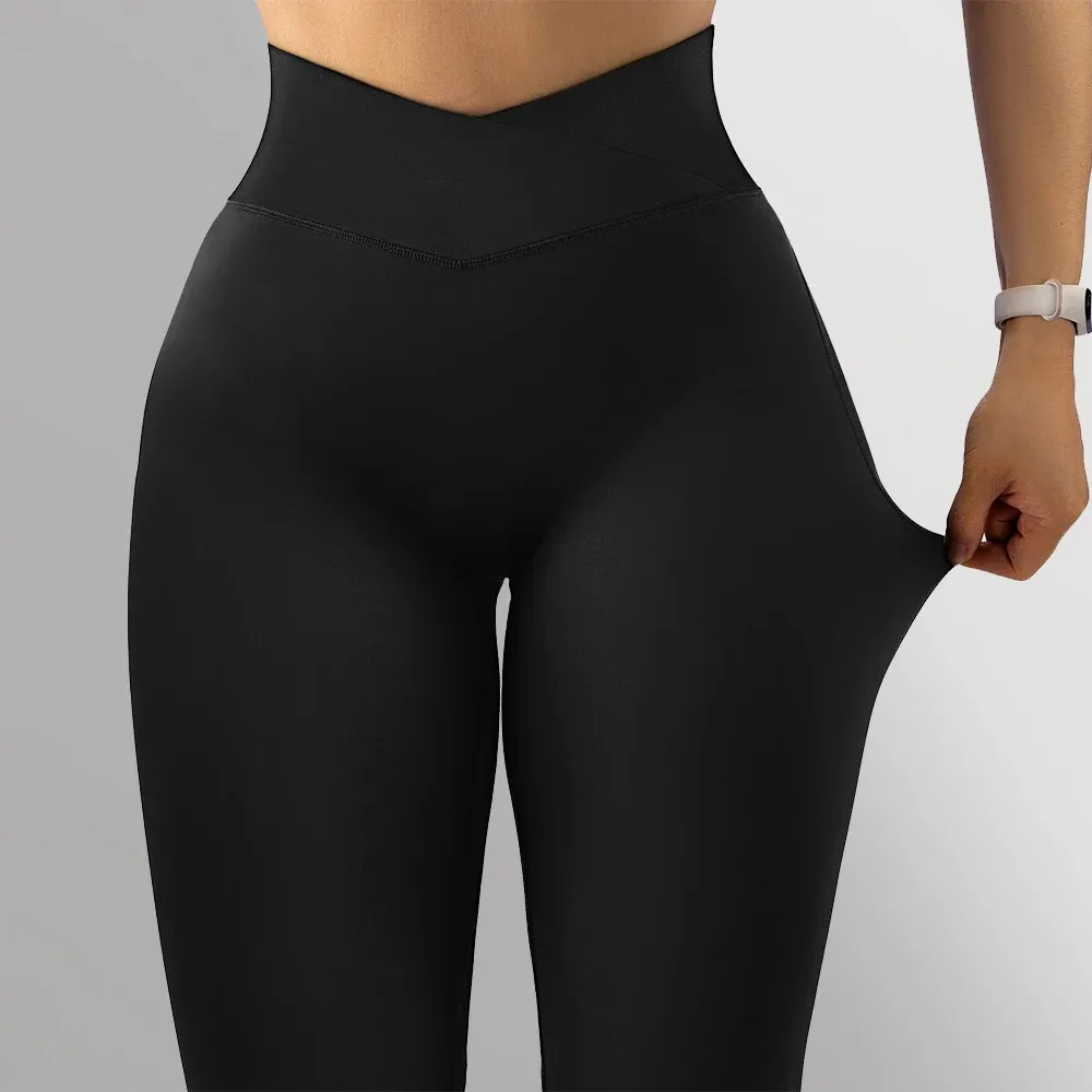 Yoga Outfit V Back Booty Pants For Women Scrunch Butt Leggings With Pocket Workout Gym Tights Sexy Active Wear Sports Legging 231102