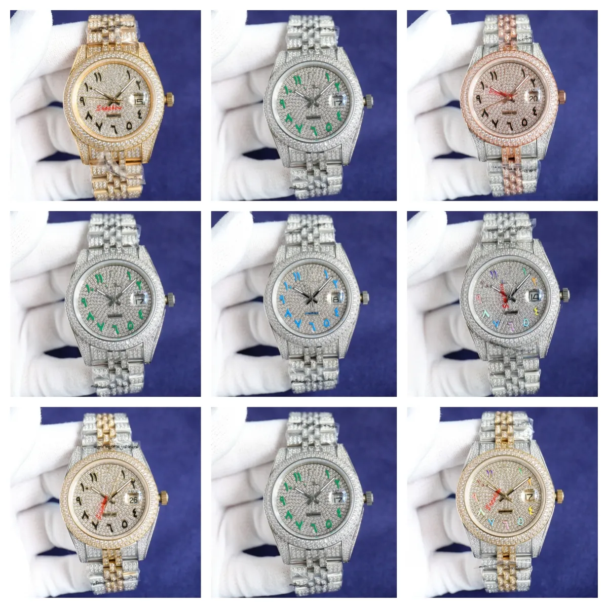 Montre de luxe Relojes babysbreath diamant montre 41mm mouvement mécanique automatique boîtier en acier bracelet en caoutchouc montres pour hommes montres de luxe montres-bracelets