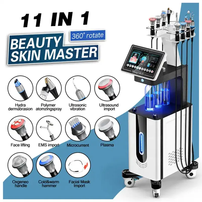 11 en 1 Hydra Dermabrasion peau propre pulvérisateur d'oxygène RF resserrement Dermabrasion diamant Hydro Microdermabrasion Machine faciale